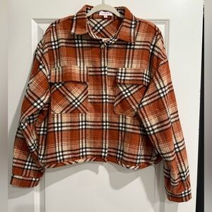 Plaid Flannel in Orange and Cream
